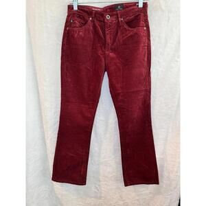 AG Jeans The Jodi Crop High Rise Slim Flare Corduroy Pants Burgundy Size 27 New